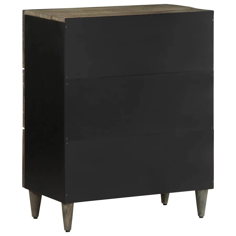 Buffet gris clair 60x33,5x75 cm bois de manguier massif - 5
