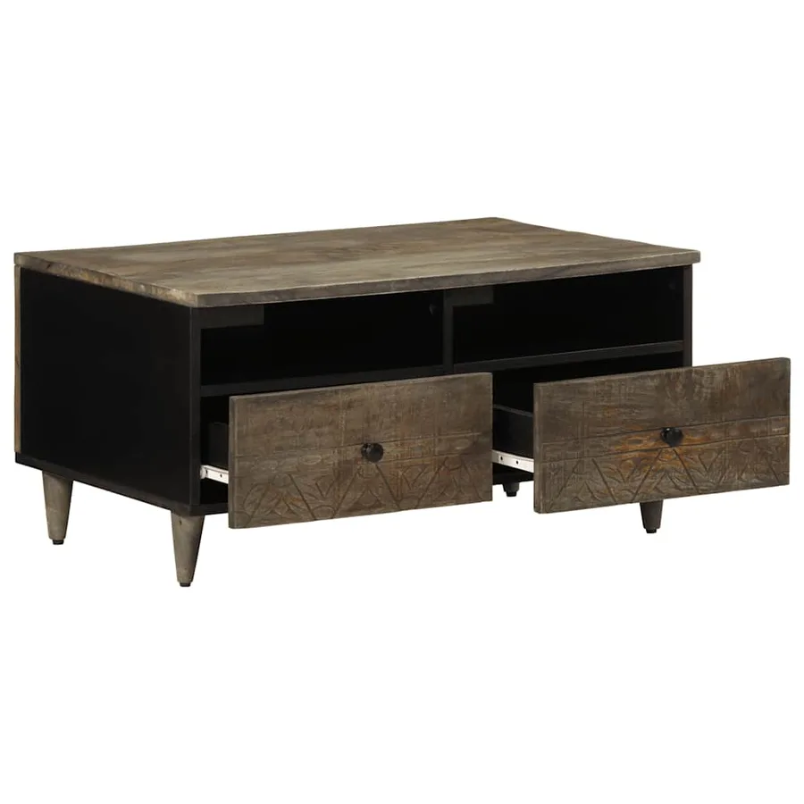 Table basse gris clair 80x54x40 cm bois massif de manguier - 3