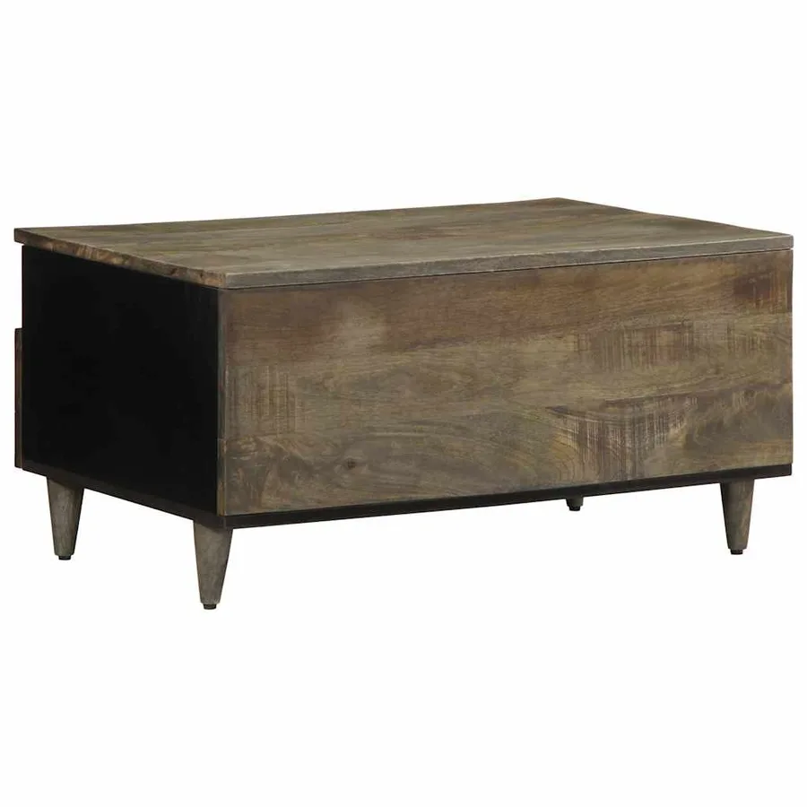 Table basse gris clair 80x54x40 cm bois massif de manguier - 5