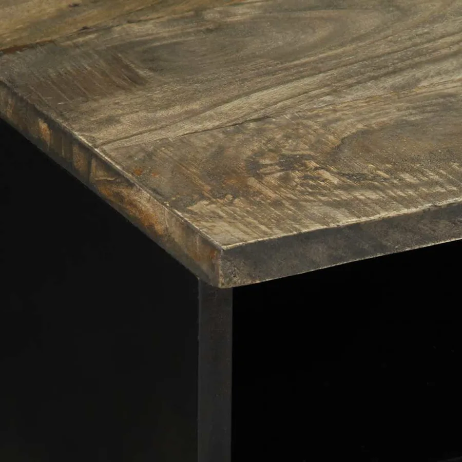 Table basse gris clair 80x54x40 cm bois massif de manguier - 6