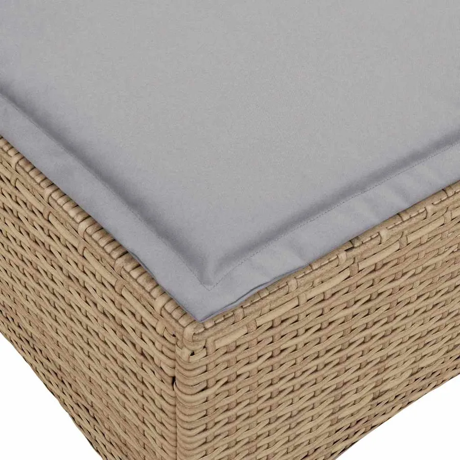 Canapé de jardin inclinable coussins forme de L beige polyrotin - 11