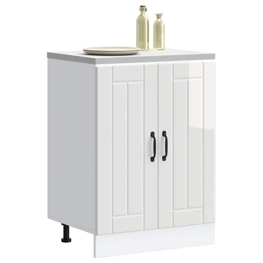 Meuble de base de lavabo Lucca blanc brillant bois ingénierie - 3
