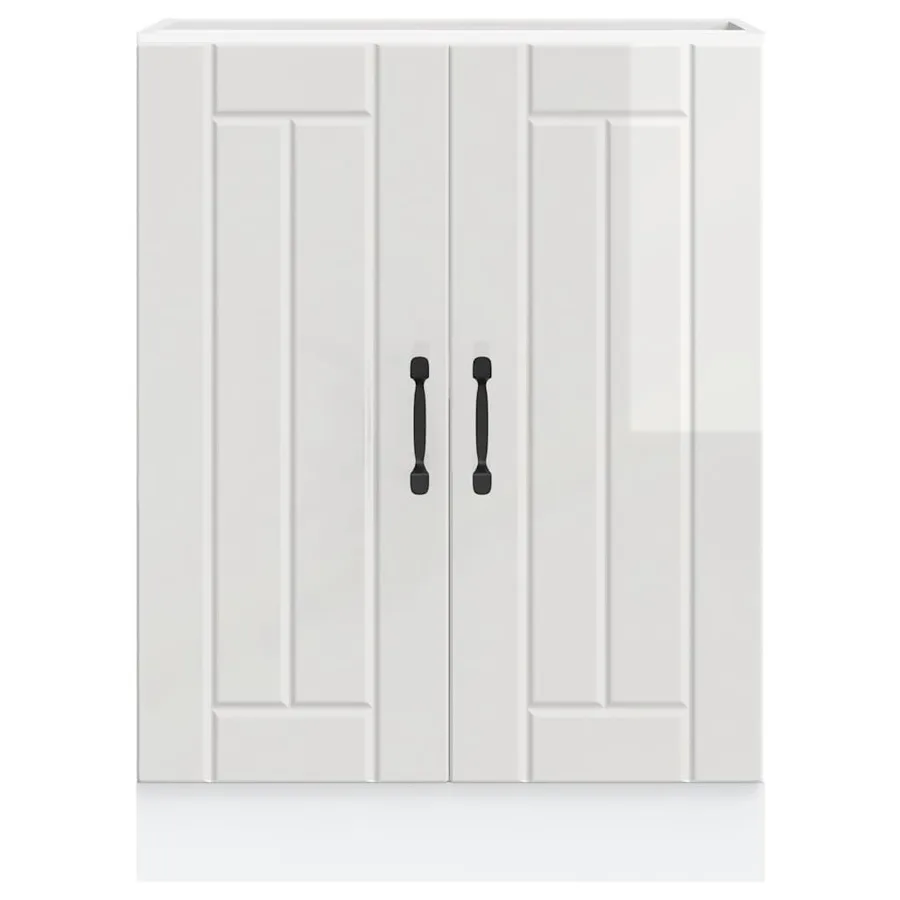 Meuble de base de lavabo Lucca blanc brillant bois ingénierie - 4
