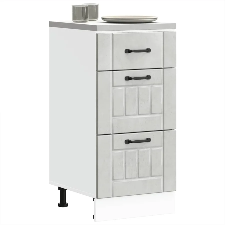 Armoire de cuisine Lucca gris béton bois ingénierie - 3