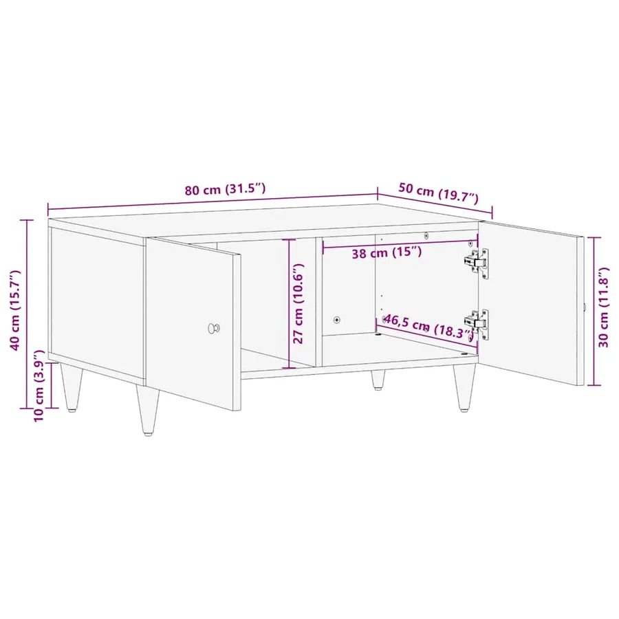 Table basse gris clair 80x50x40 cm bois de manguier massif - 11