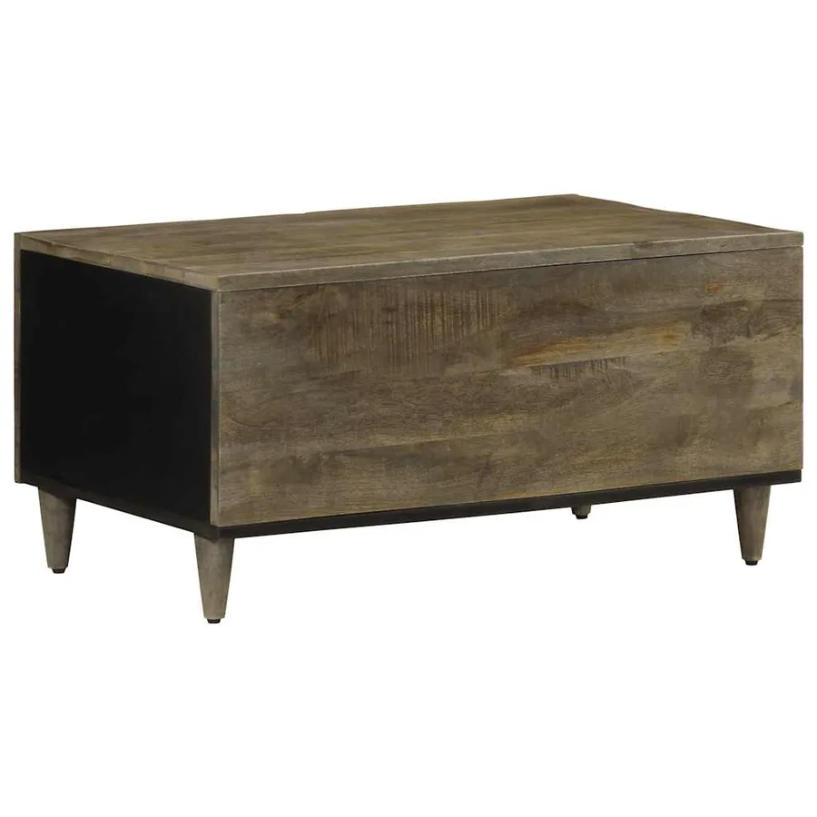 Table basse gris clair 80x50x40 cm bois de manguier massif - 5