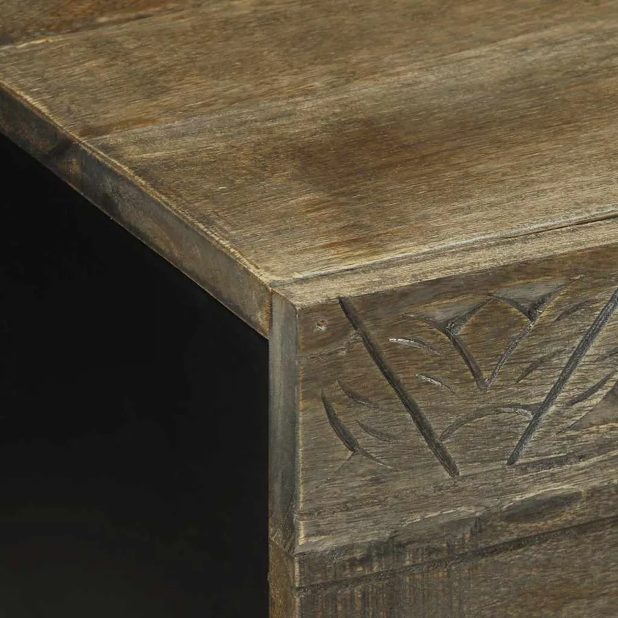Table basse gris clair 80x50x40 cm bois de manguier massif - 6