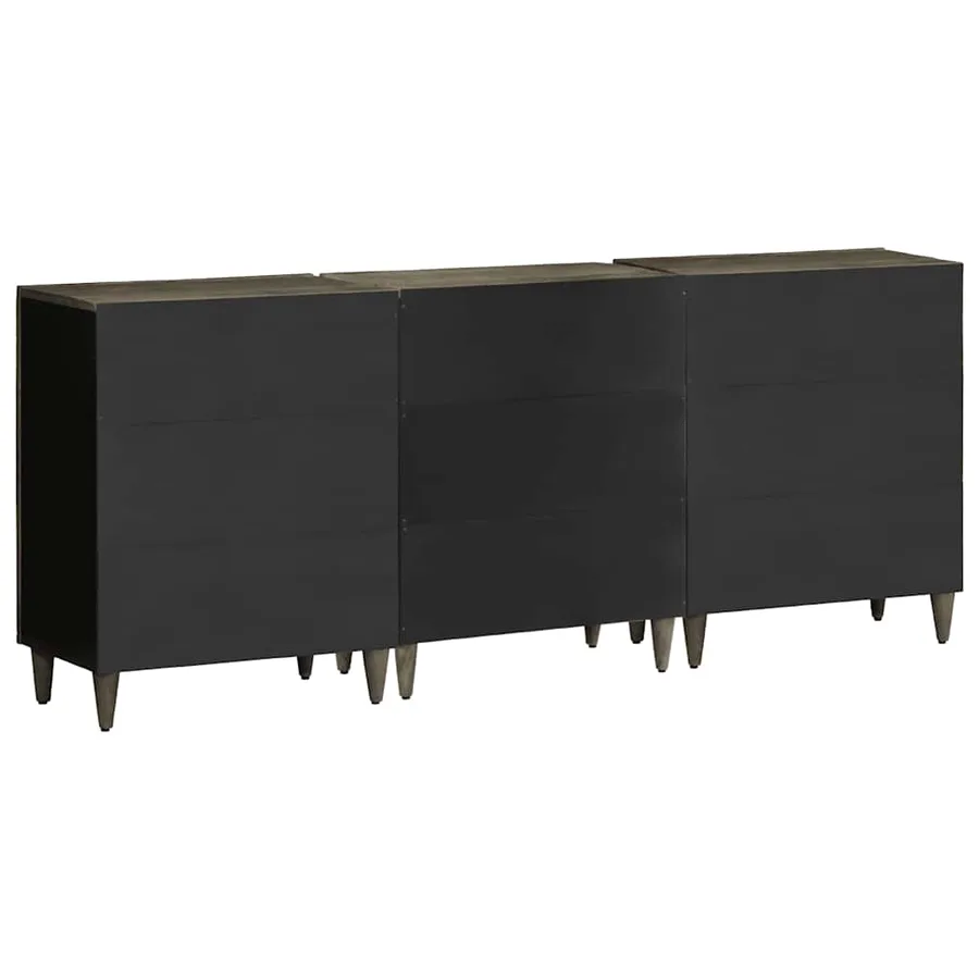 Buffets 3 pcs gris clair 60x33,5x75 cm bois de manguier massif - 6