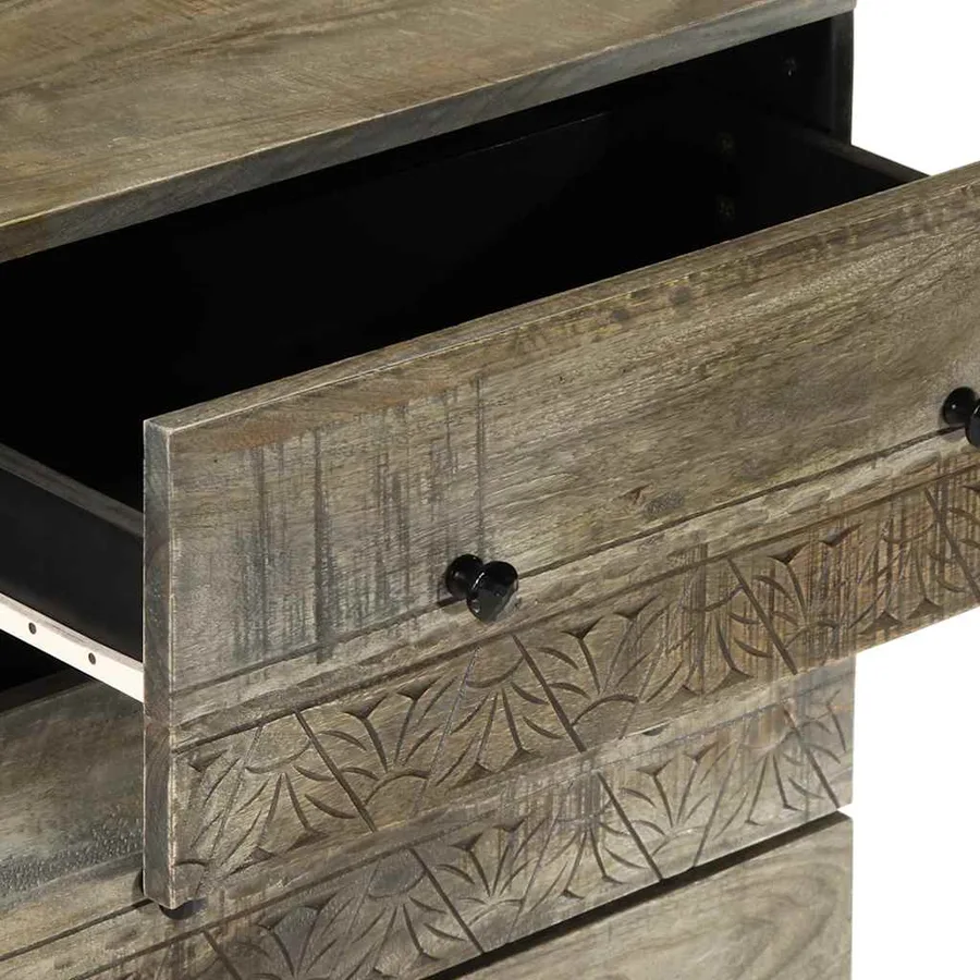 Buffets 3 pcs gris clair 60x33,5x75 cm bois de manguier massif - 9