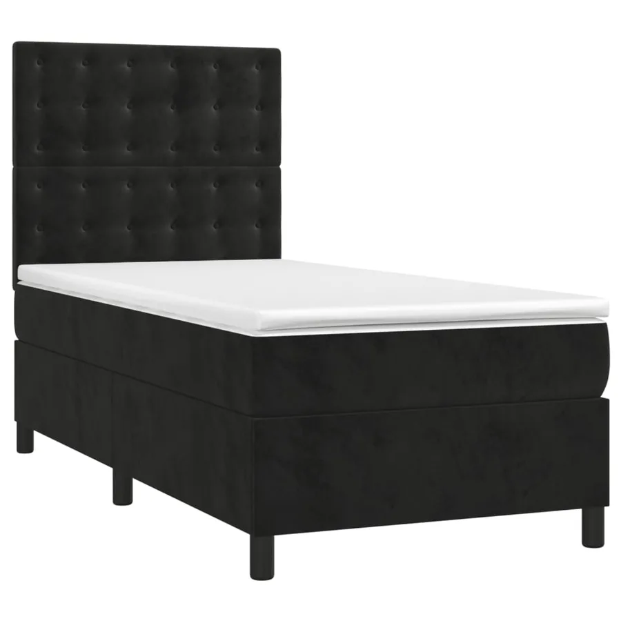 Sommier à lattes de lit avec matelas Noir 90x190 cm Velours - 3