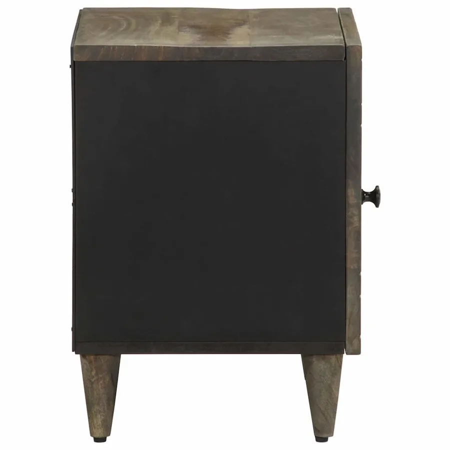 Table de chevet gris clair 40x33x46 cm bois de manguier solide - 4