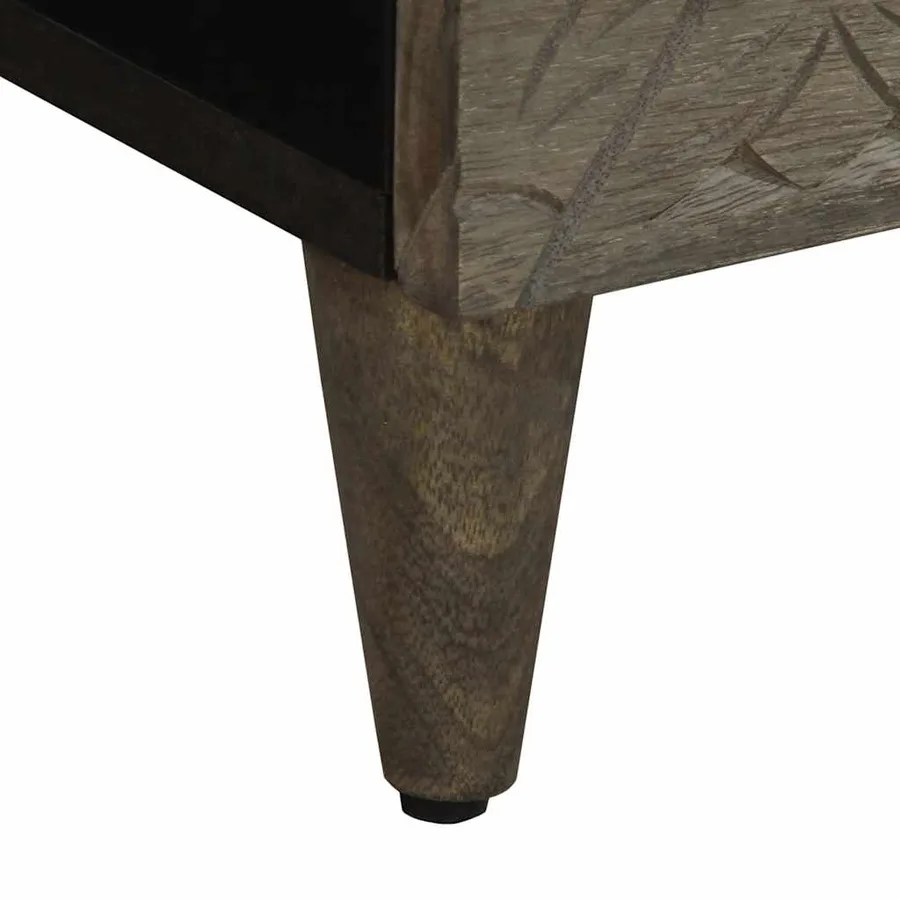 Table de chevet gris clair 40x33x46 cm bois de manguier solide - 9