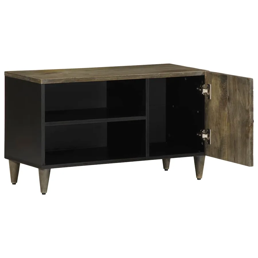 Meuble TV gris clair 80x31,5x46 cm bois massif de manguier - 3