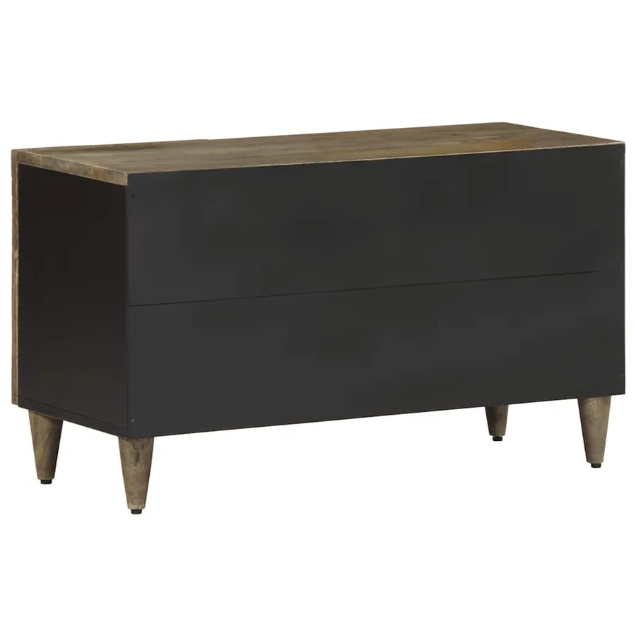 Meuble TV gris clair 80x31,5x46 cm bois massif de manguier - 5