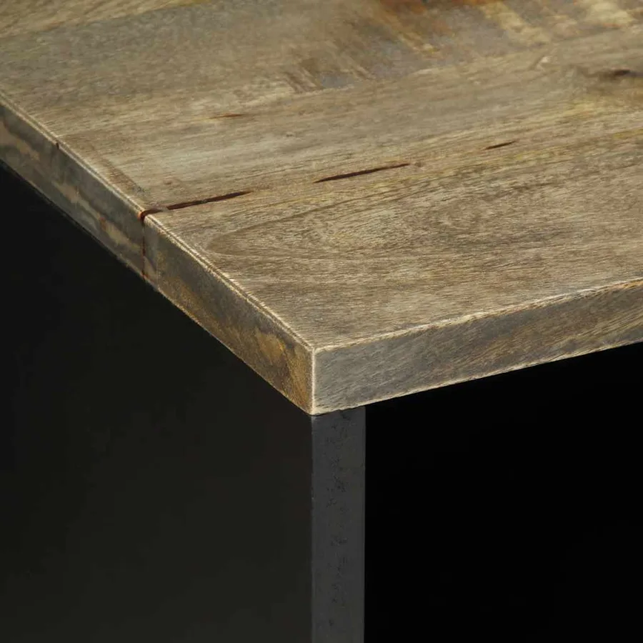 Meuble TV gris clair 80x31,5x46 cm bois massif de manguier - 7