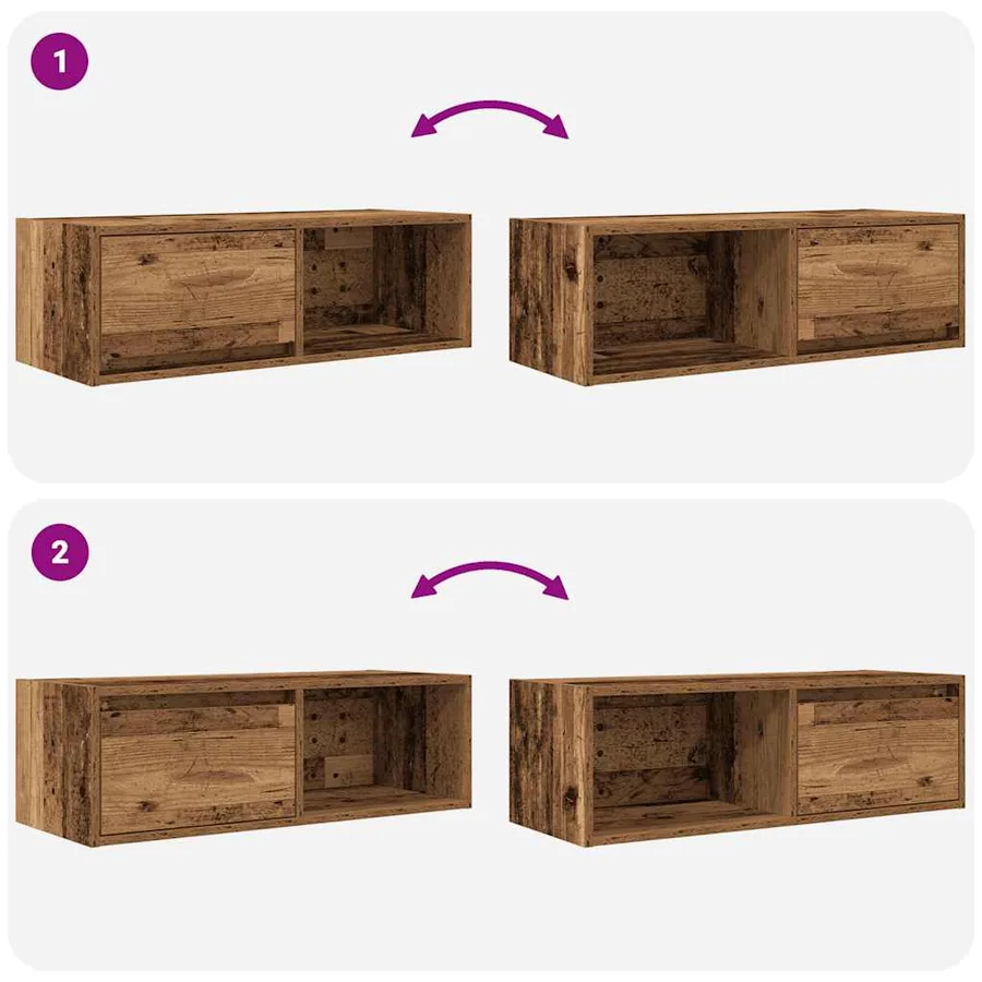Meubles TV 2 pcs vieux bois 80x31x25,5 cm bois d'ingénierie - 10