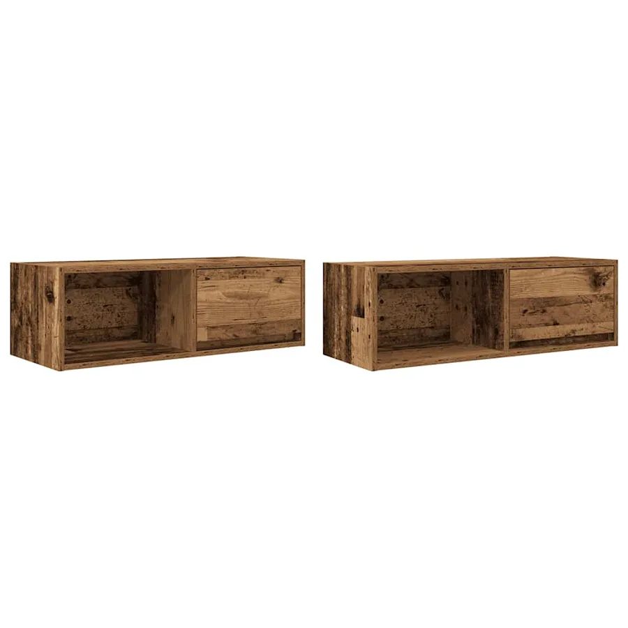 Meubles TV 2 pcs vieux bois 80x31x25,5 cm bois d'ingénierie - 2