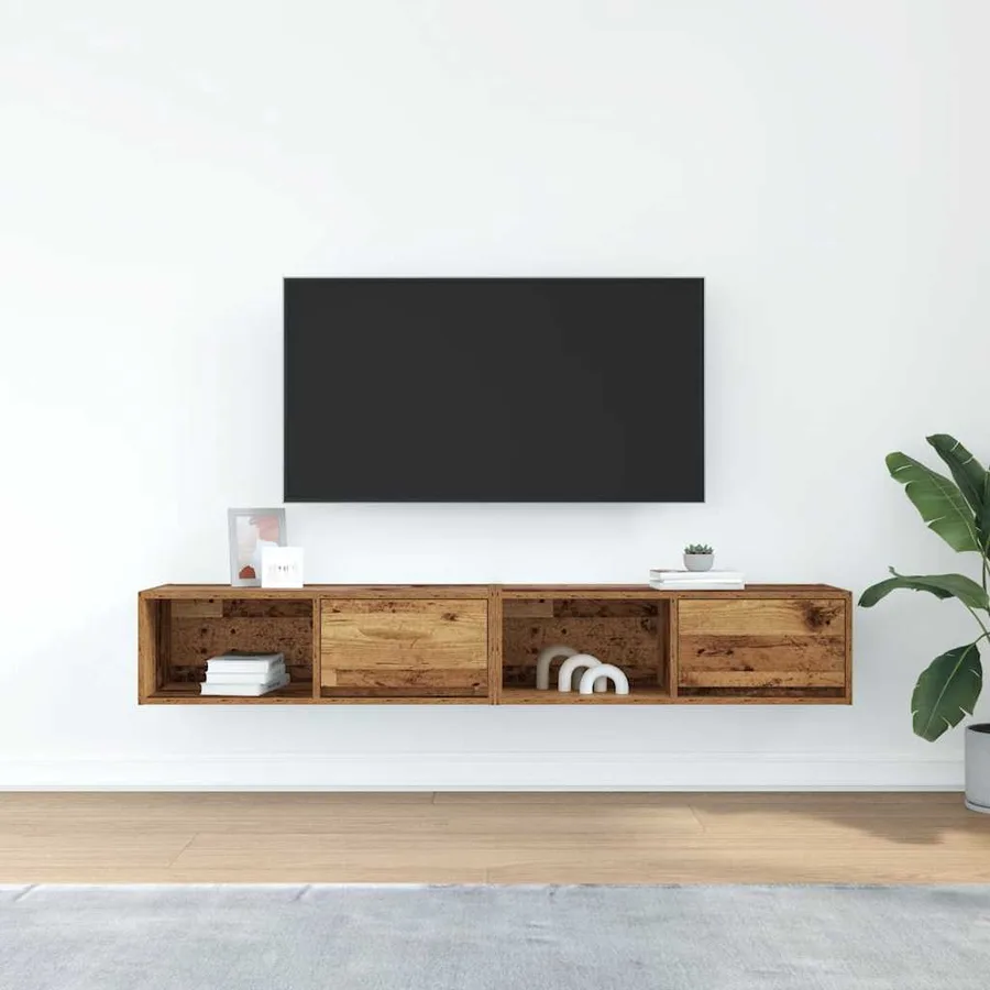 Meubles TV 2 pcs vieux bois 80x31x25,5 cm bois d'ingénierie - 3
