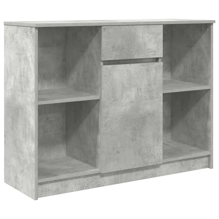 Buffet avec tiroir gris béton 101x35x76 cm bois d'ingénierie - 2