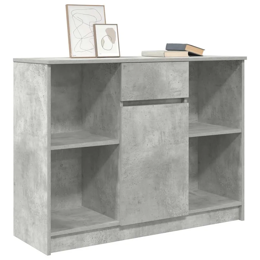 Buffet avec tiroir gris béton 101x35x76 cm bois d'ingénierie - 4