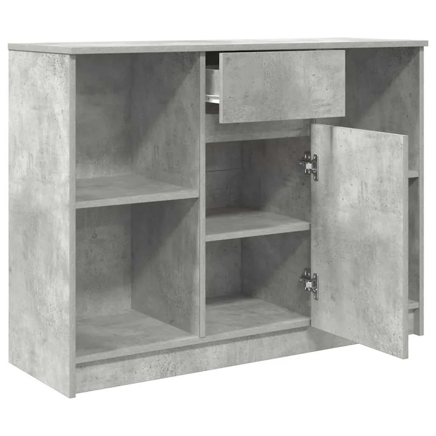 Buffet avec tiroir gris béton 101x35x76 cm bois d'ingénierie - 5