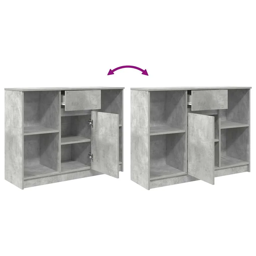 Buffet avec tiroir gris béton 101x35x76 cm bois d'ingénierie - 9