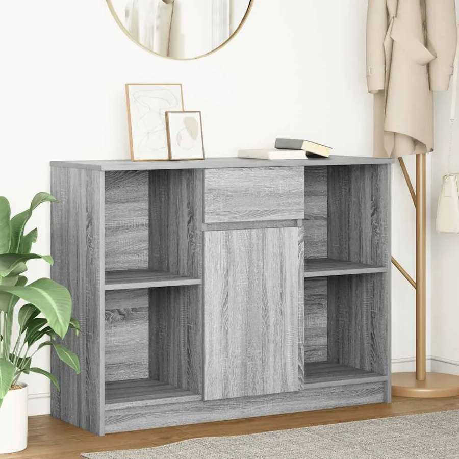 Buffet avec tiroir sonoma gris 101x35x76 cm bois d'ingénierie