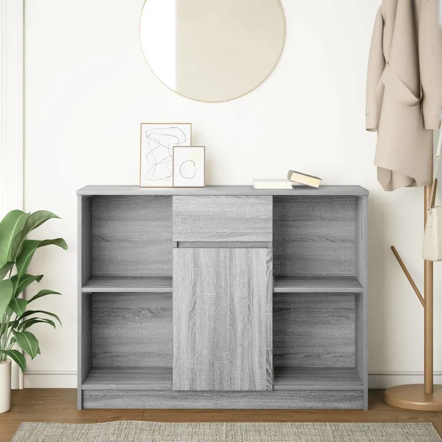 Buffet avec tiroir sonoma gris 101x35x76 cm bois d'ingénierie - 3