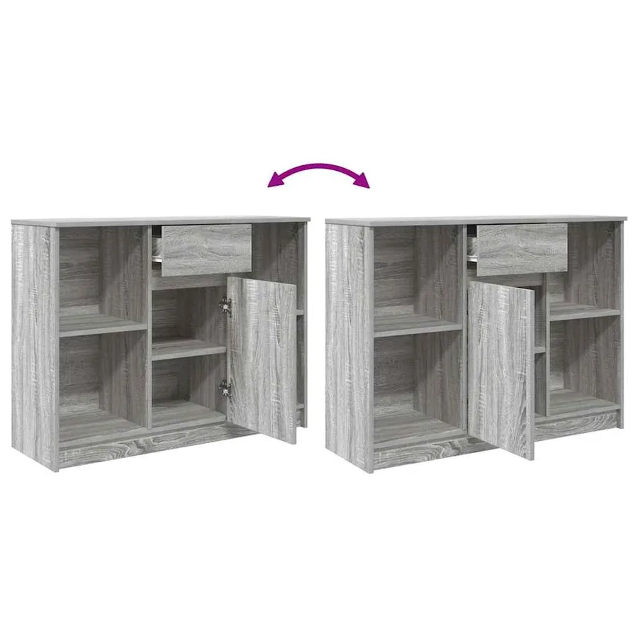 Buffet avec tiroir sonoma gris 101x35x76 cm bois d'ingénierie - 9