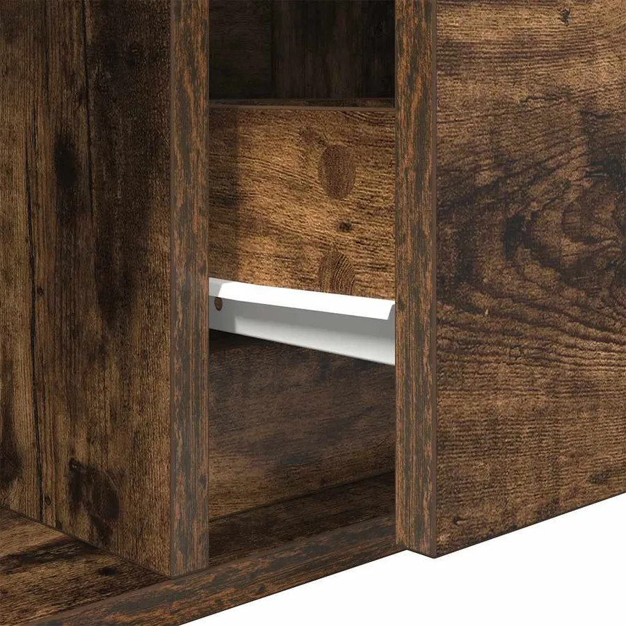 Meuble TV chêne fumé 80x31x25,5 cm bois d'ingénierie - 12