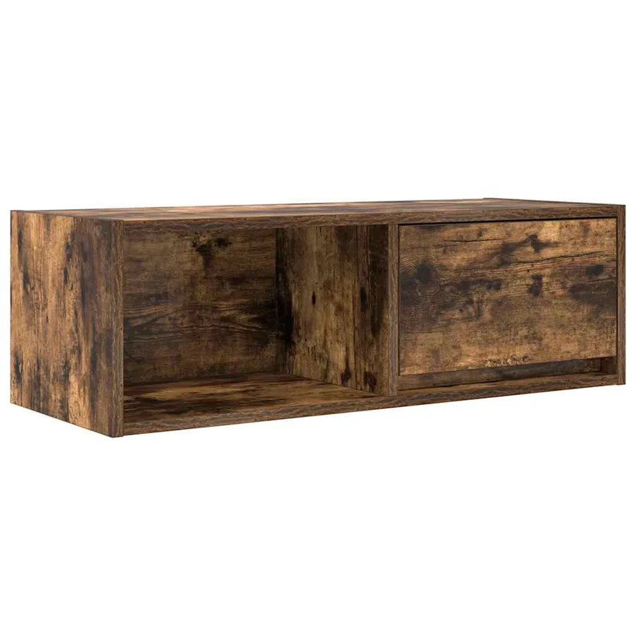 Meuble TV chêne fumé 80x31x25,5 cm bois d'ingénierie - 2