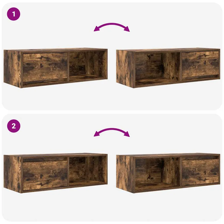 Meuble TV chêne fumé 80x31x25,5 cm bois d'ingénierie - 9