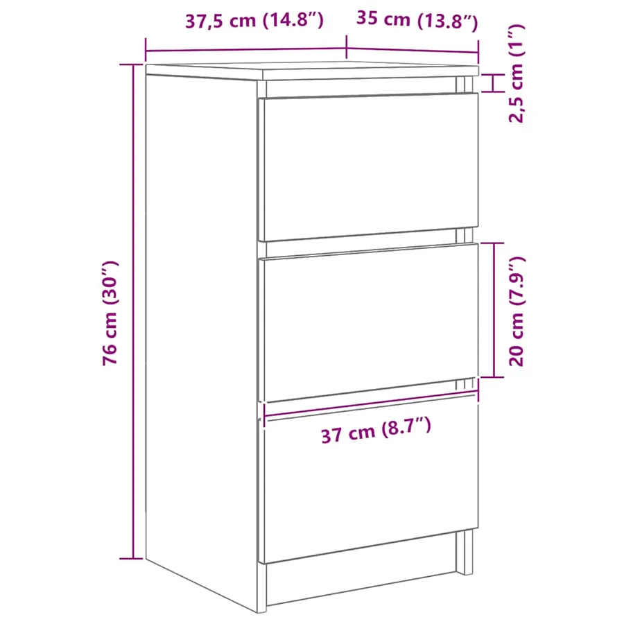Buffet blanc 37,5x35x76 cm bois d'ingénierie - 12