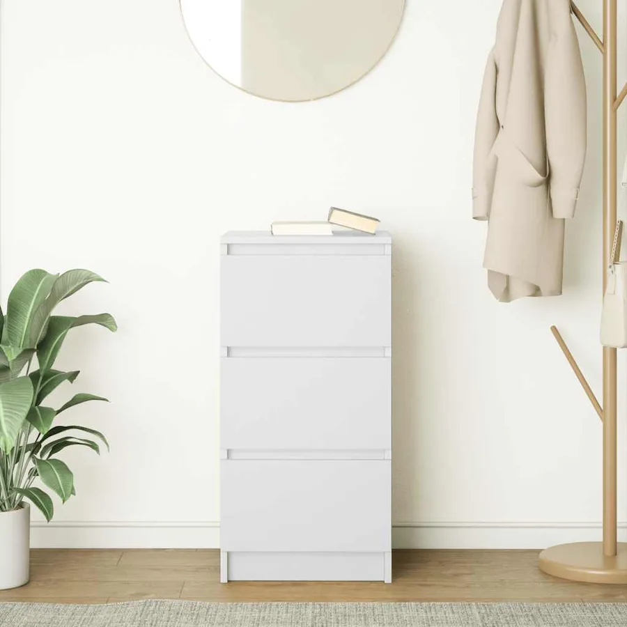 Buffet blanc 37,5x35x76 cm bois d'ingénierie - 3