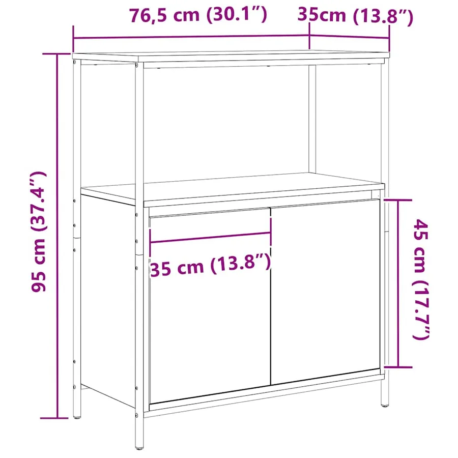Meuble de salle de bain avec étagères chêne fumé 76,5x35x95 cm - 13