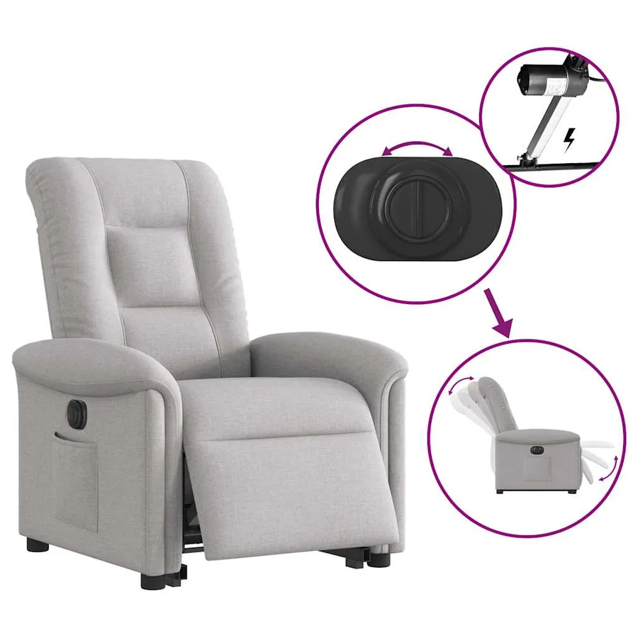 Fauteuil inclinable électrique gris nuage tissu - 10
