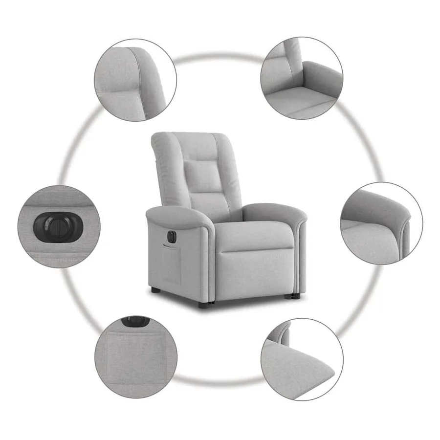 Fauteuil inclinable électrique gris nuage tissu - 11