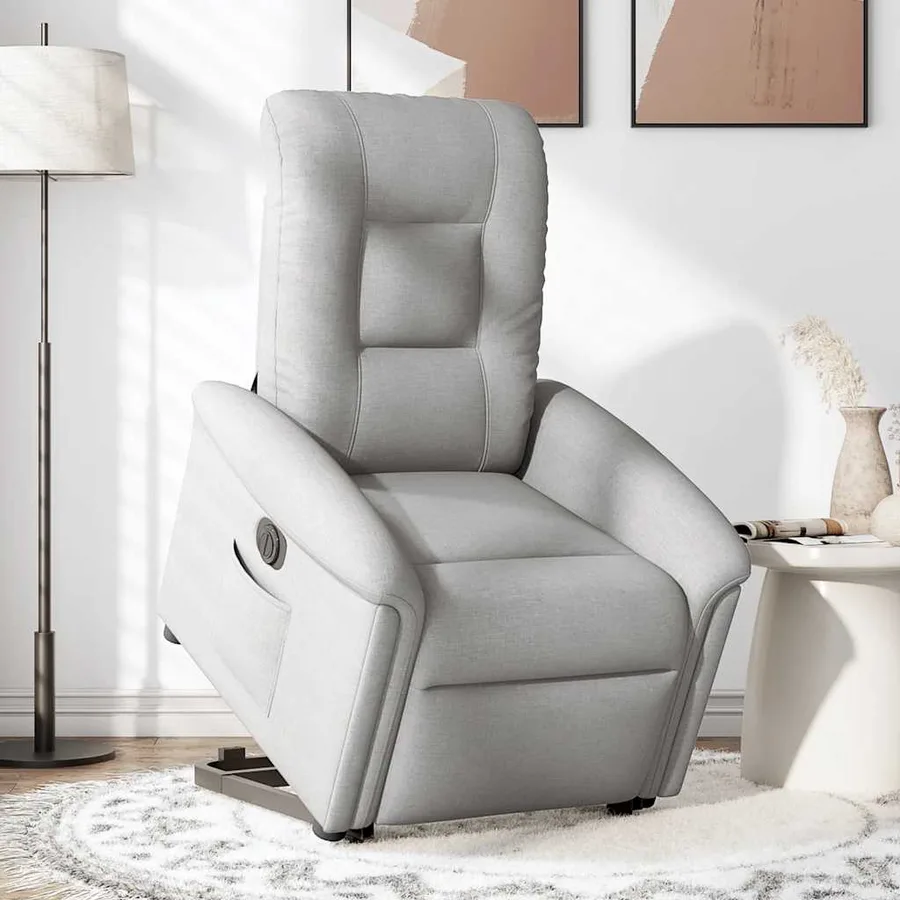 Fauteuil inclinable électrique gris nuage tissu - 3