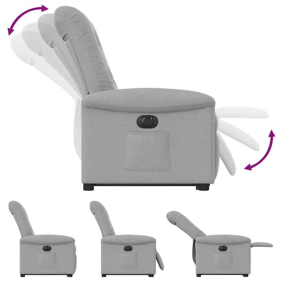 Fauteuil inclinable électrique gris nuage tissu - 8