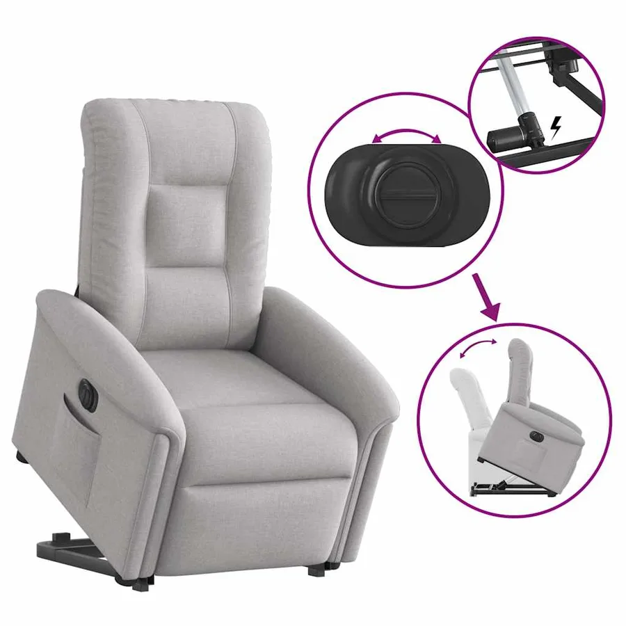 Fauteuil inclinable électrique gris nuage tissu - 9