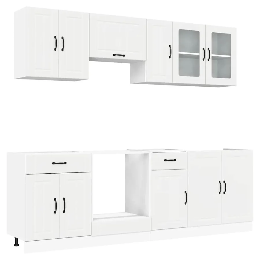 Ensemble d'armoires cuisine 8pcs Kalmar blanc bois d'ingénierie - 2