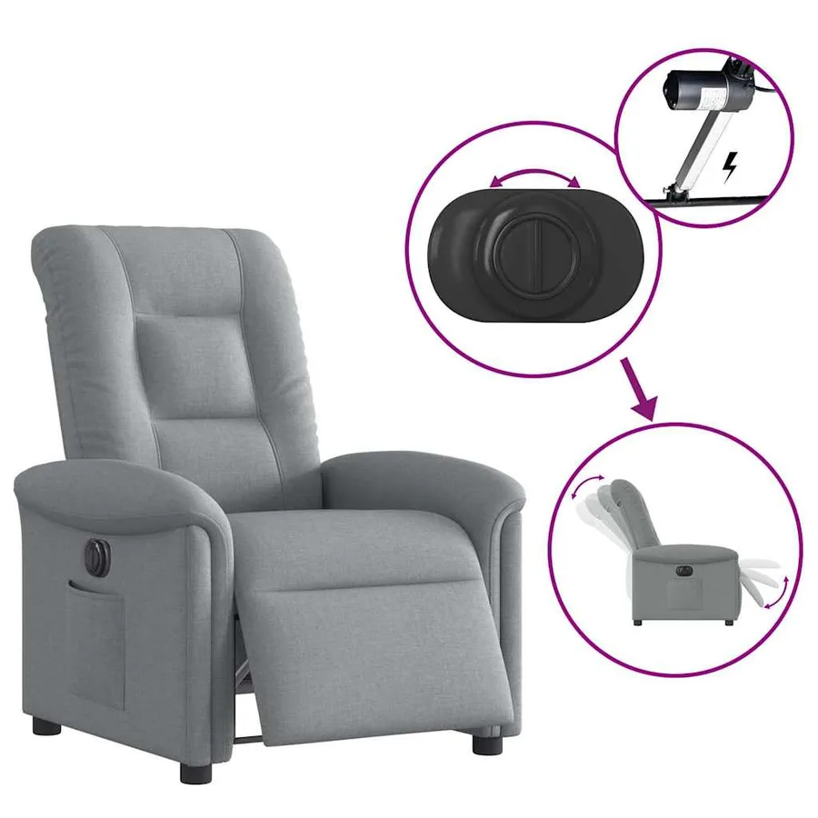 Fauteuil inclinable électrique Gris clair Tissu - 10