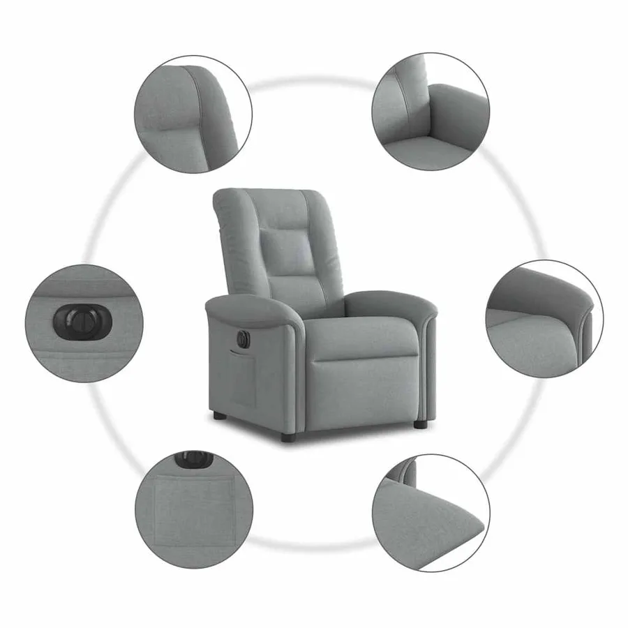 Fauteuil inclinable électrique Gris clair Tissu - 11