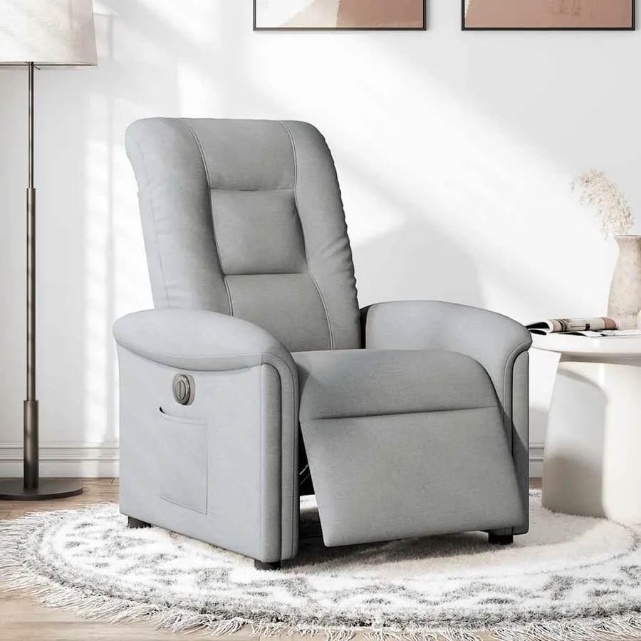 Fauteuil inclinable électrique Gris clair Tissu - 3