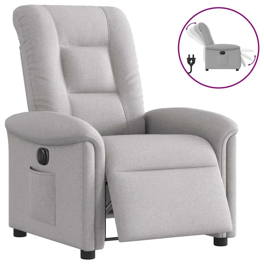 Fauteuil inclinable électrique gris nuage tissu