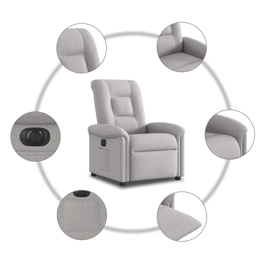 Fauteuil inclinable électrique gris nuage tissu - 10