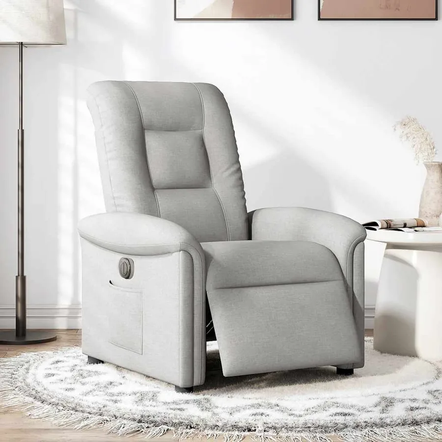 Fauteuil inclinable électrique gris nuage tissu - 2