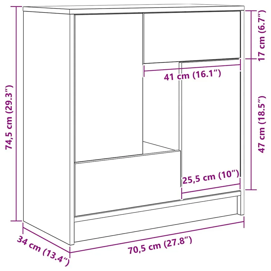 Buffet avec tiroirs et portes chêne sonoma 70,5x34x74,5 cm - 13