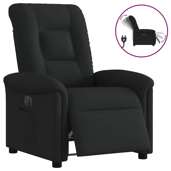 Fauteuil inclinable électrique Noir Tissu