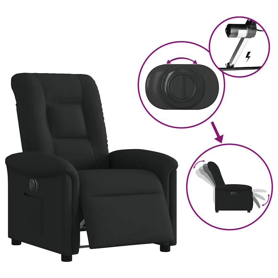 Fauteuil inclinable électrique Noir Tissu - 9